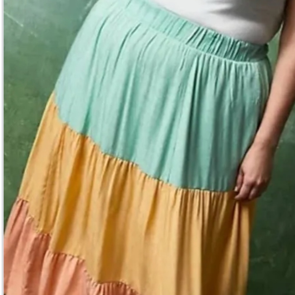 Torrid Color BlockTiered Maxi Skirt Size 0